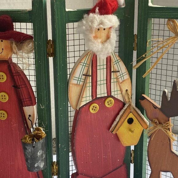 Christmas Themed Decor Wooden Screen Santa Mrs. Claus & Reindeer 15" x 10" - Picture 3 of 8